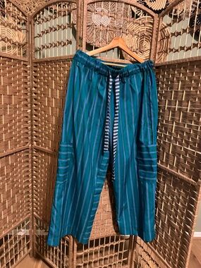 Relaxed Stripe Drawstring Pants - Blue/Green